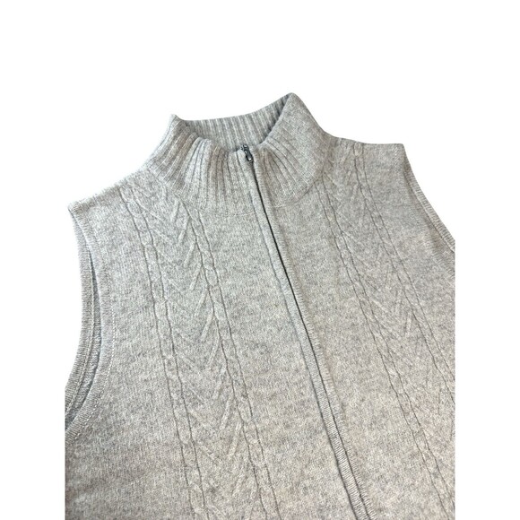 Vintage 90s Pendleton Sweater Vest Large Lambs Wool Beige Full Zip Tan Sleevless - Picture 4 of 7